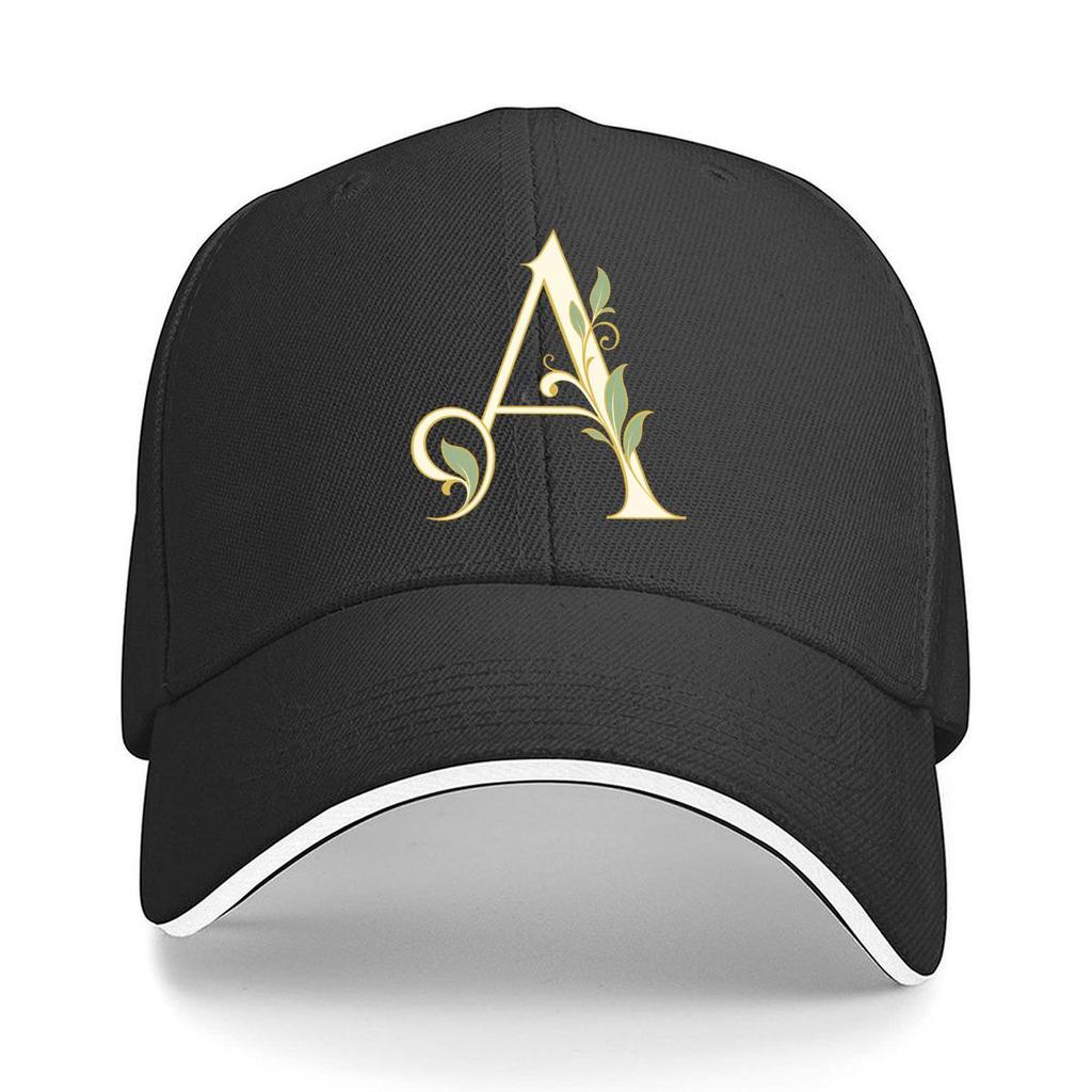 Elegant Botanical Letter A Monogram Sandwich Baseball Cap Sun Cap Outdoor Workouts Hat