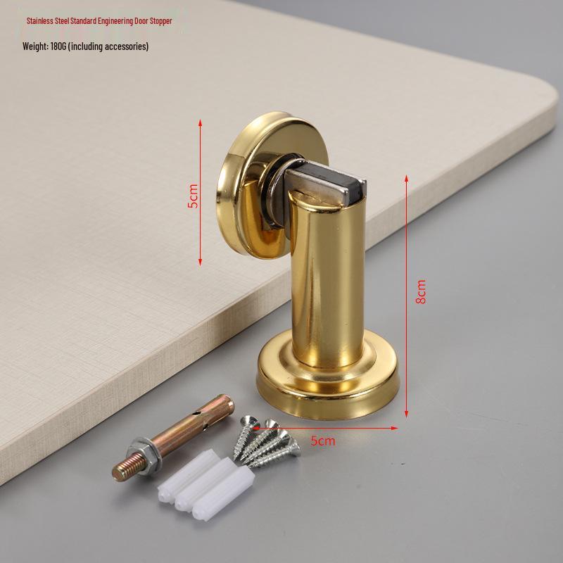 304 Stainless Steel Magnetic Door Stopper – Thickened Anti-Collision Design, High-Grade Black Wall Suction for Room