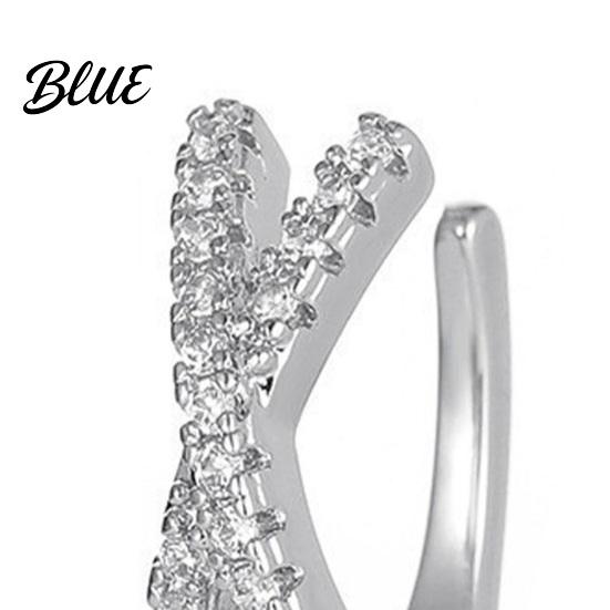 Non-pierced Ear Clip 1Pc Women Cuff Non-Pierced Clip-on X-Shaped Rhinestone