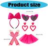 5Pcs 80s Costume Accessories for Women Princess Bows Headband Earrings Tutus Skirt Sunglasses Fishnet Gloves 80s Outfits