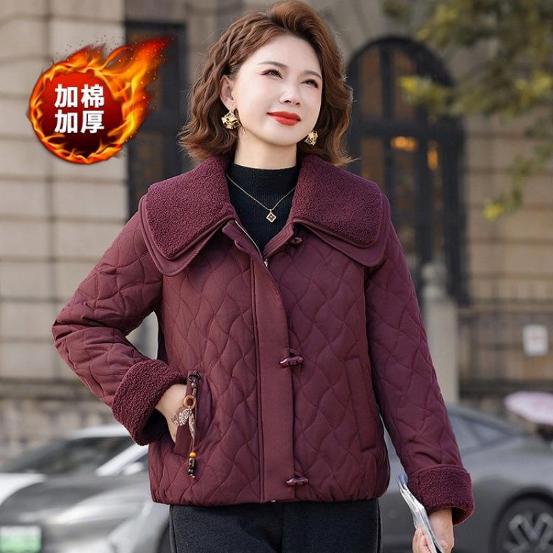 

cotton-padded short autumn and winter coat new loose fragrant cotton-padded splicing jacket cotton-padded jacket 5XL [Recommended 150-80 kg]