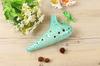 TNG Ocarina Instrument [Alto/C/AC / 12 Holes / Emerald] (with Strap) Glazed Finish Ocean Wave Pattern