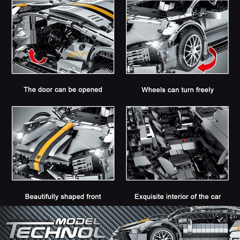 Technical Lamborghinied Bat Sports Car Building Blocks Carbon Fibre Assemble Model Vehicle Bricks Kids Toys Christmas Gifts