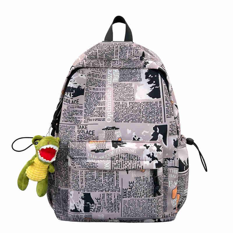 Autumn nylon backpack 2025 new Korean version fashion graffiti backpack large capacity high school student schoolbag tide
