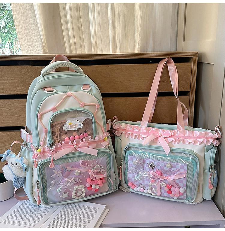 Fresh Sweet Transparent Backpack With Waterresistant Nylon For School Girls