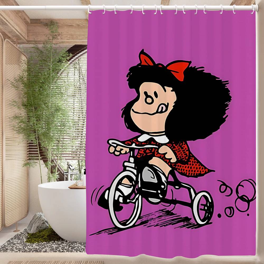 Cartoon Mafalda Bathroom Shower Curtain Shielding Partition Shower Curtain Quick Dry Can Be Scrubable Light Opaque Bath