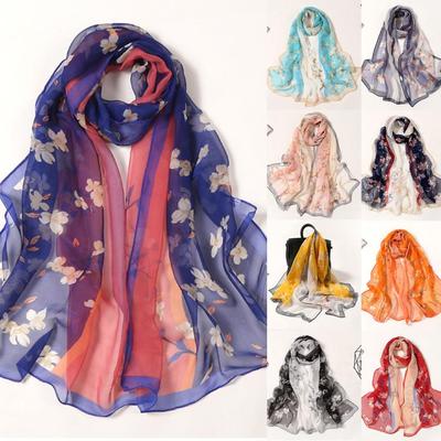 160 * 50cm feminino flor estampado longo Soft lenço envoltório simulação lenços xale de seda