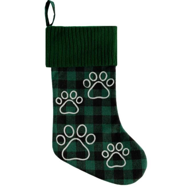 Plaid Pet Paw Christmas Stockings - DIY Holiday Decorations