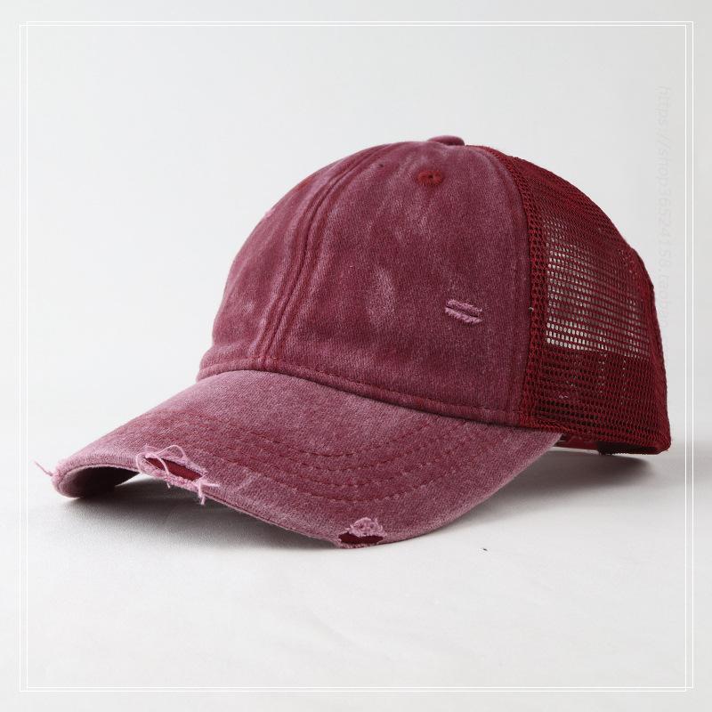 Women s baseball cap, spring, summer, autumn sports mesh cap, sun protection hat, ponytail breathable baseball cap, trendy M（56-58cm）