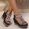 Mode Damen High Heels Keilsandalen Luxus Strass Offene Zehen Sandalen Damen Plateau Modische Schmetterlingsdekoration Sommerschuhe