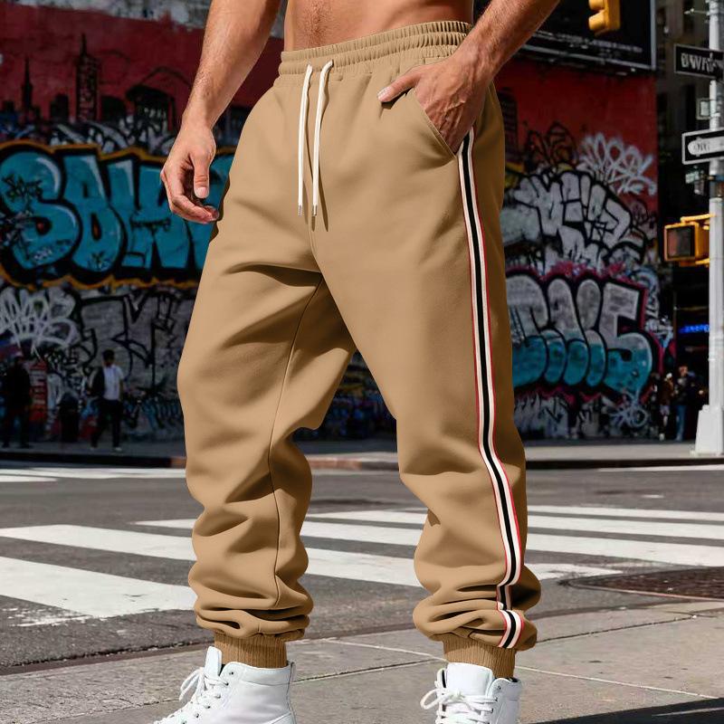 Pantalons de jogging pour hommes à rayures latérales, taille élastique avec cordon de serrage, pantalons décontractés et athlétiques avec poches