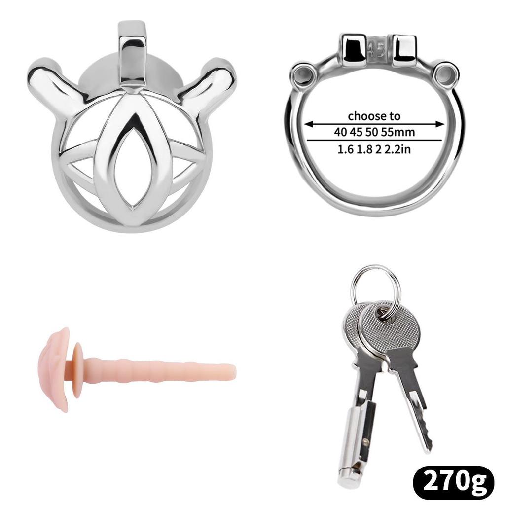 Men Short CB Lock Penis Cage Cock Lock Sounding Stainless Steel Chastity Lock Sex Toy