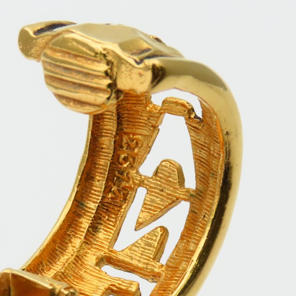 Used CHANEL Earring Open Logo Half Hoop Metal 11.4g Gold Gold Plated