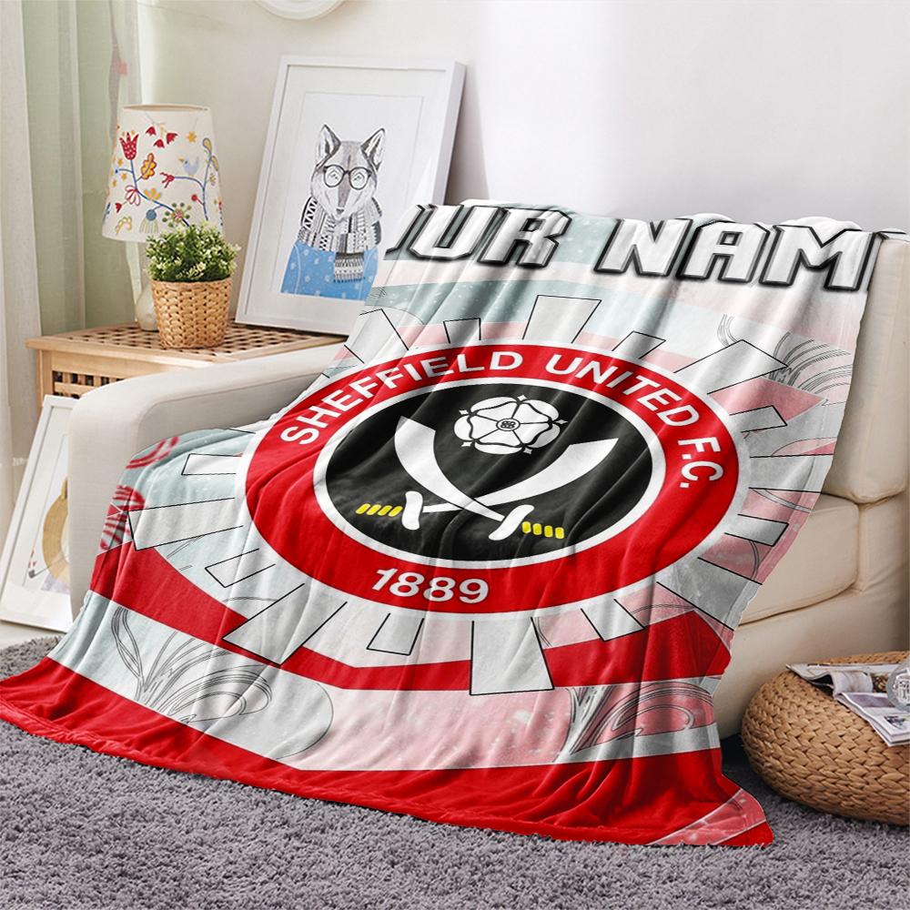 1PC Custom Name Sheffield United FC Patterned Flannel Blanket Suitable For All Seasons for Home Decor Warmth and Comfort Gifts Holiday Present