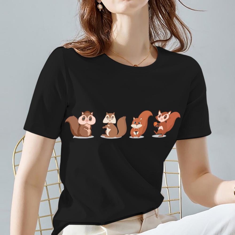 Women's T-shirt Hayao Miyazaki Totoro Pattern Tee Classic Black All-match Animal Printed Series Short Sleeve Tops Ladies Clothes