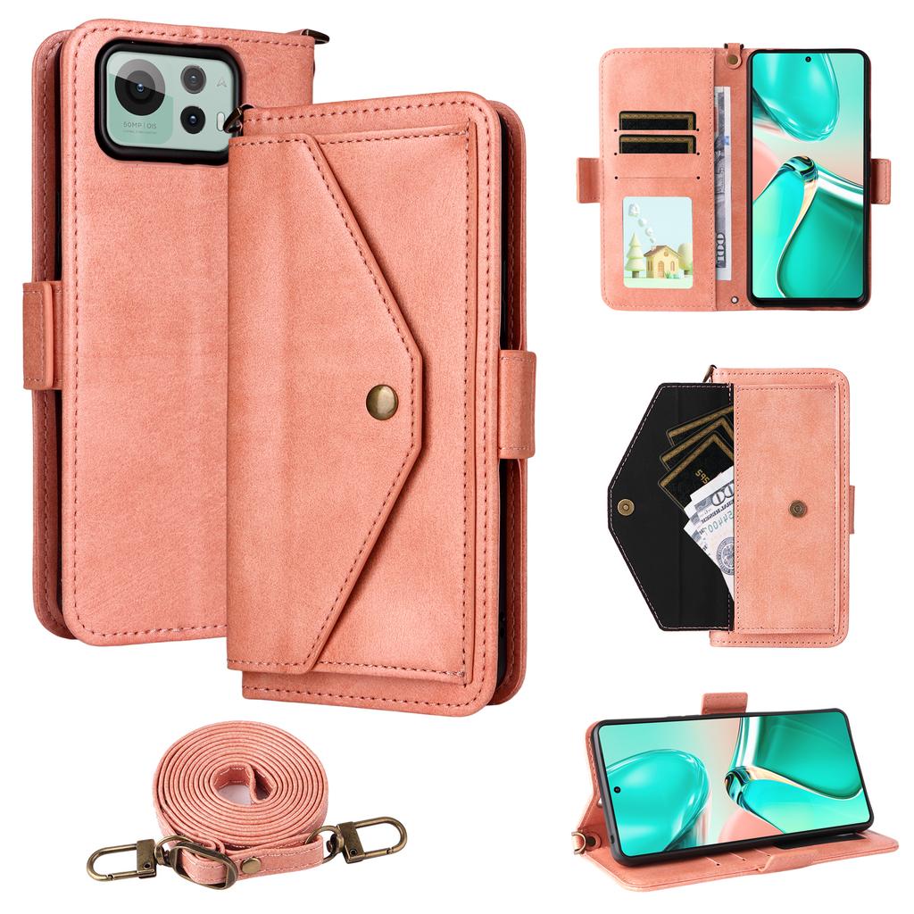 For Asus Zenfone 12 Ultra 5G Leather Case Magnetic Closure Wallet Stand Phone Cover with Crossbody Strap