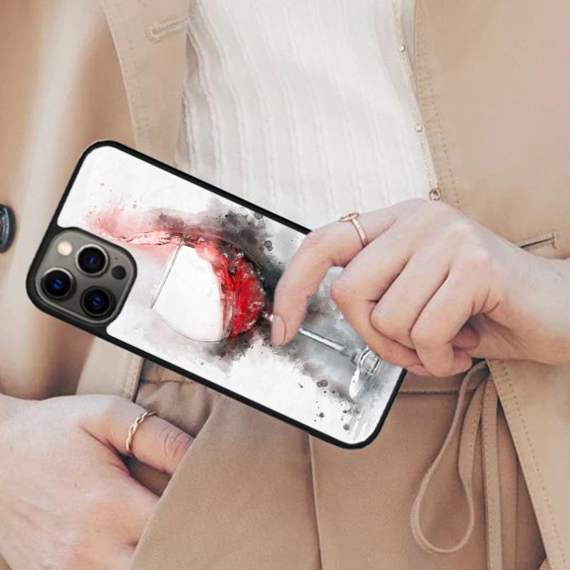 Red Wine Glass Art Magnetic Phone Case For APPLE iPhone 17 Air 16 14 13 12 Pro Max 15 Plus Wireless Charge With MagSafe Cover