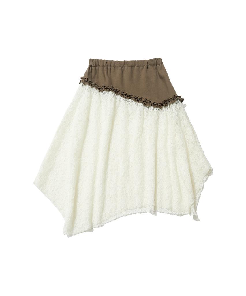 Isjabaibeu Ruffle Lace Skirt - Ivory