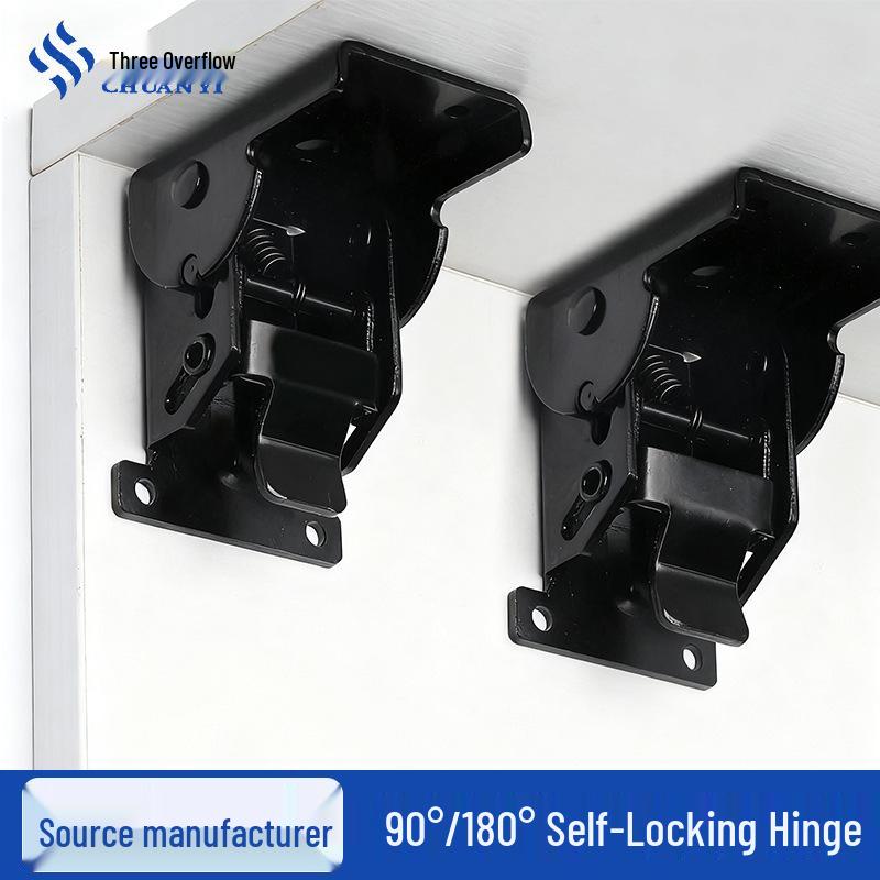 Self-Locking Folding Hinge for Coffee or Dining Table: 90° & 180° Right Angle Connector