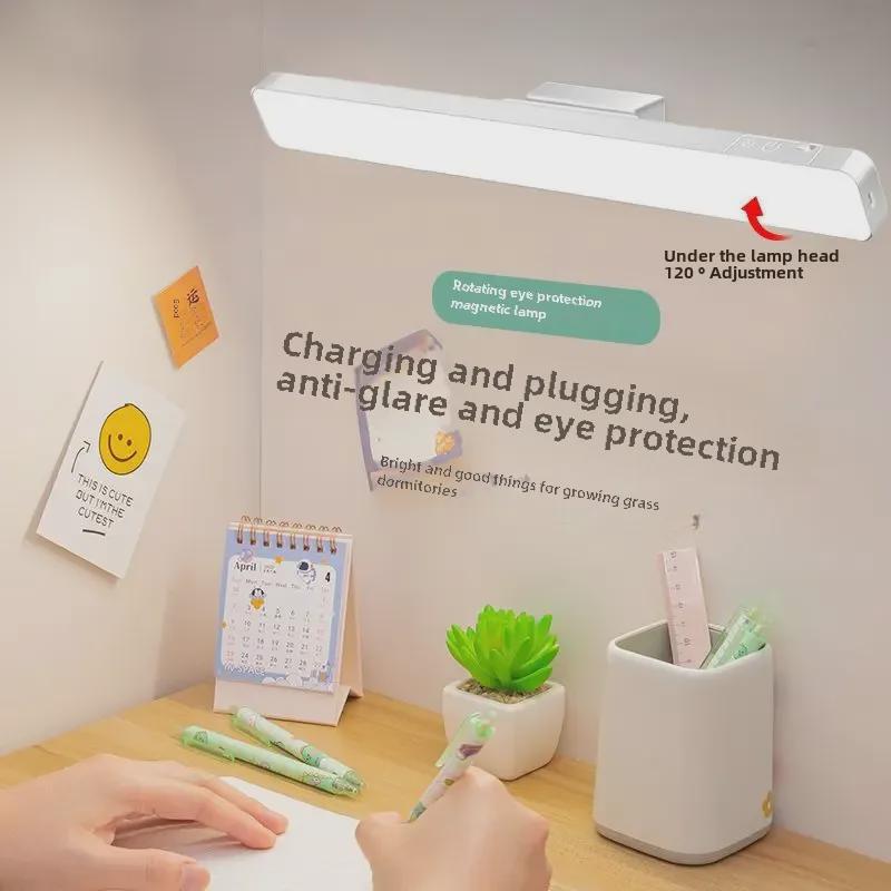 LED Desk Lamp for Dorms: Eye Protection, Super Bright, Magnetic Base, Rotatable, Rechargeable, Cool Design