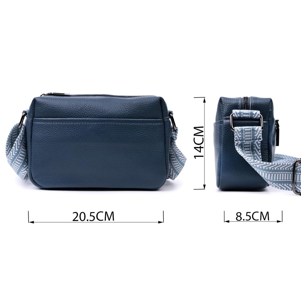 Trendy Bag with One Compartment for Stylish Women Made of Genuine Leather Vintage 22605 Blue