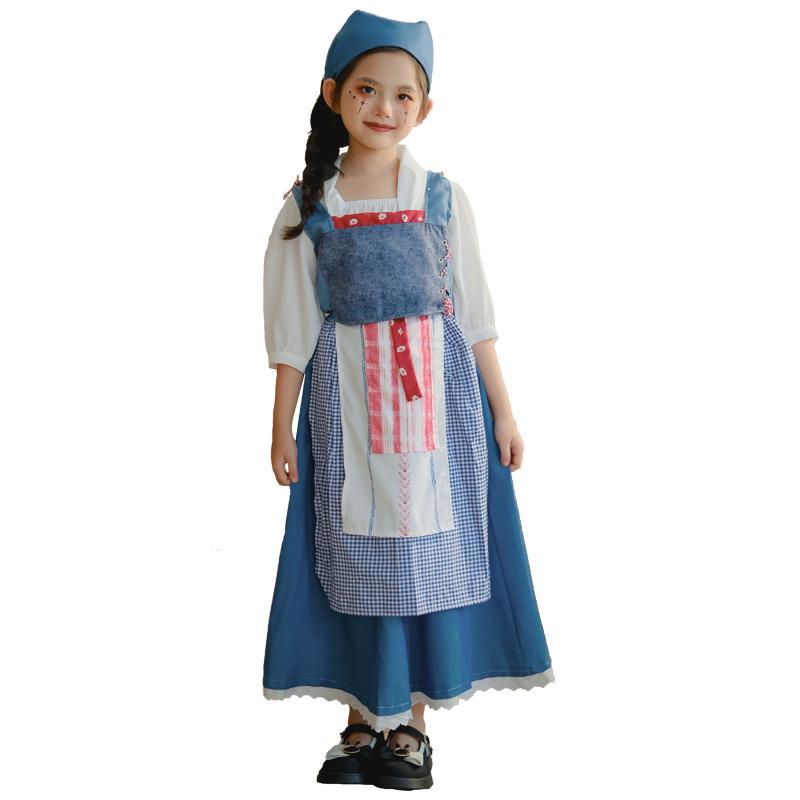 Halloween Children's Costume European Pastoral Girl's Costume Vintage Maid Costume Medieval French Manor Maid Dress