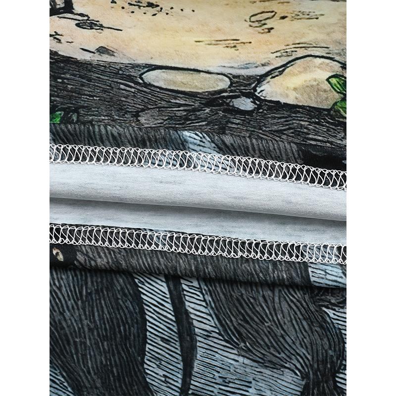 2024 Fashion New Damen Rundhals-Druck Halloween-Kätzchen Übergroßes Damen-Lose-Top Sommer Casual Breathable T-Shirt