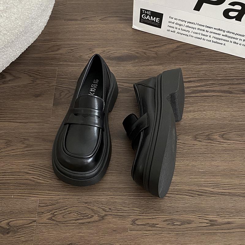 

Жіночі білі шкіряні туфлі-сліпони Woodpecker в ретро-стилі - Круглий носок, Товста підошва, Літня колекція 2025 36