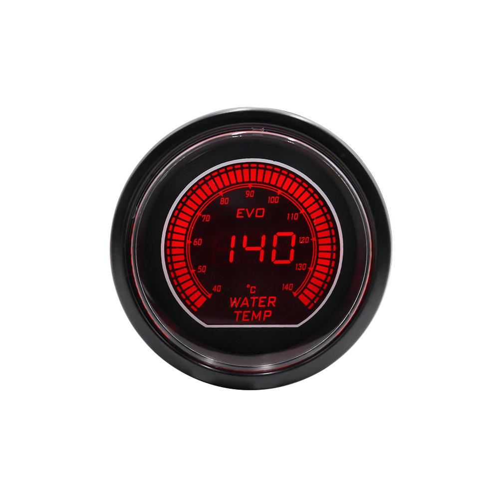 52mm 2inch EVO LCD Red/Blue Led Water Temperature Gauge With Sensor 40-140 Degree Celsius Water Temp Gauge