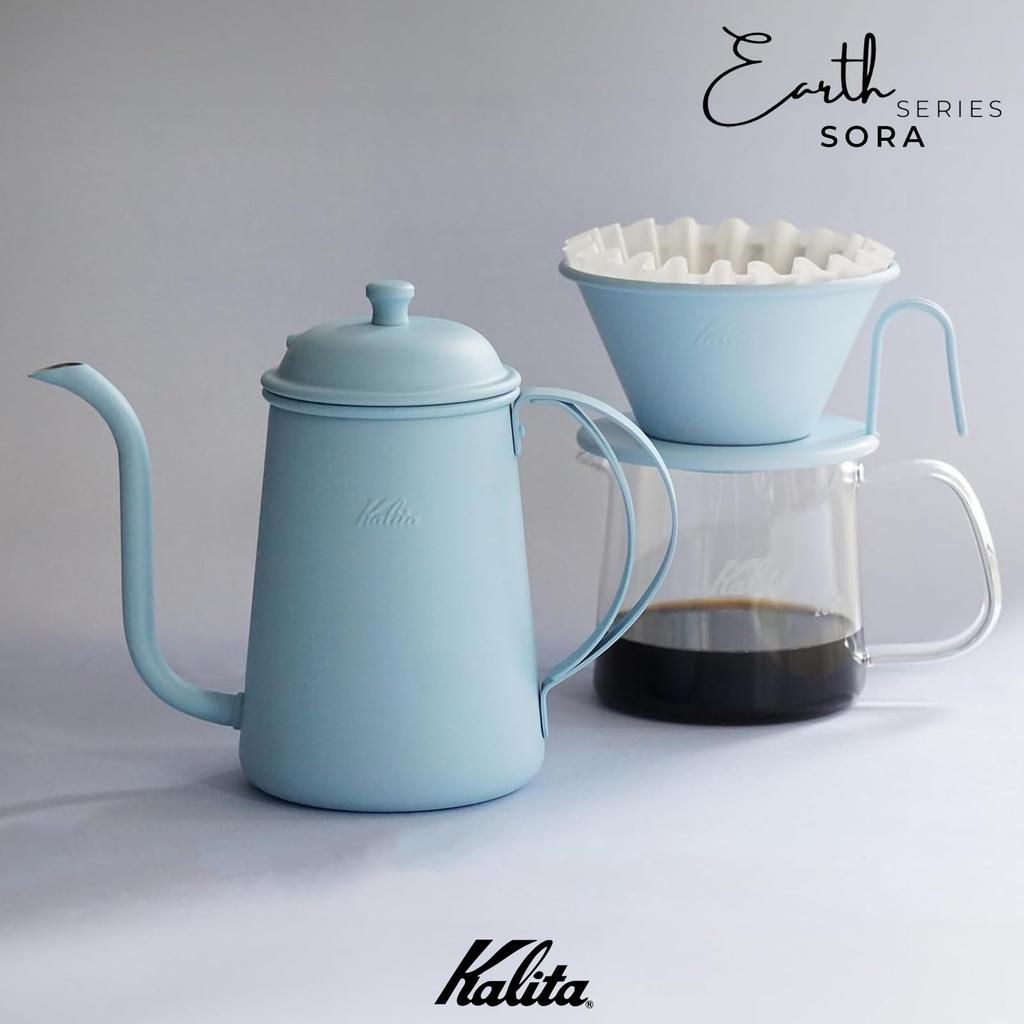 Kalita [Earth Series] SORA Coffee Dripper, Wave Series, Stainless Steel, Serves 2-4, WDS-185, Earth Series, Handcrafted by Tsubame Artisans, Made in