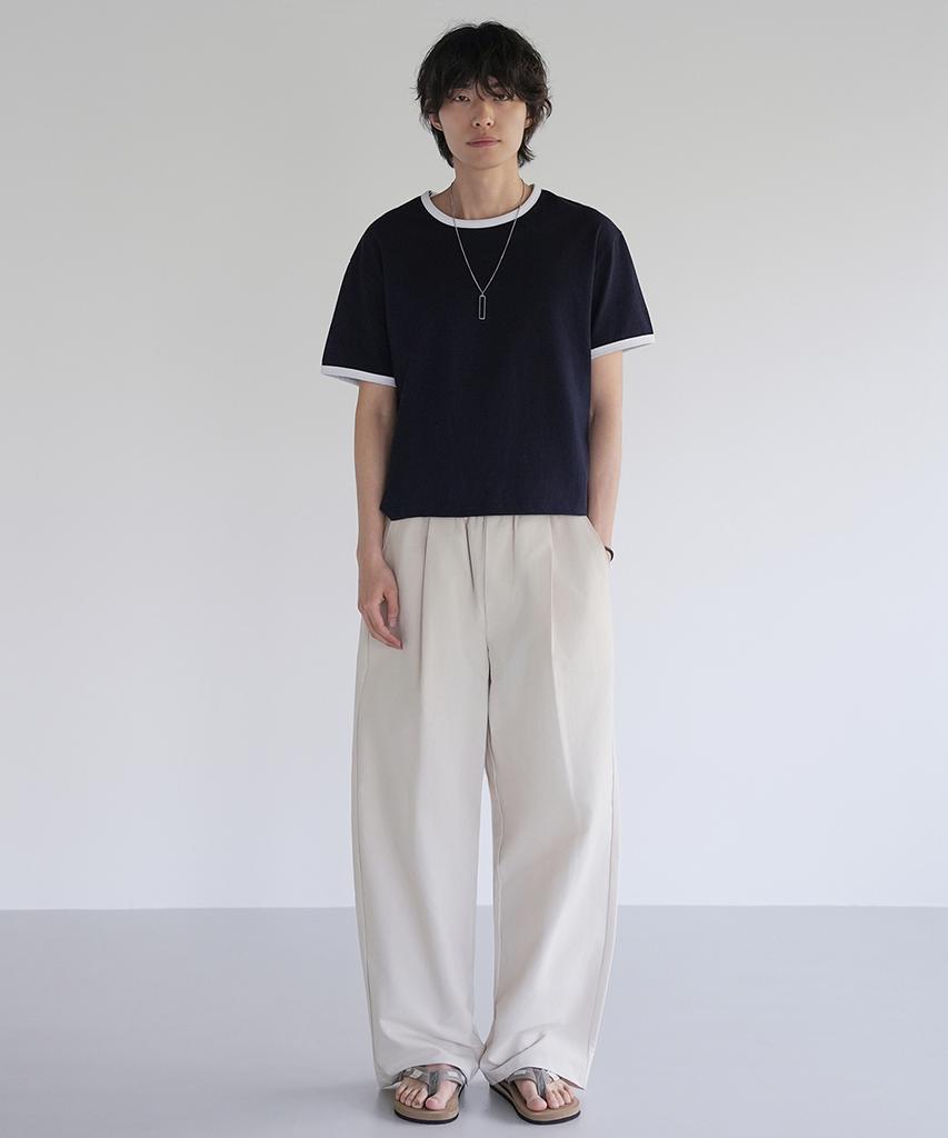 Jikeulib Linen-Like Elastic Waist One Pintuck Wide Pants 2 Colors