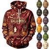 Men's Casual Hooded Long Sleeve Sweatshirt with Halloween Print for Fall