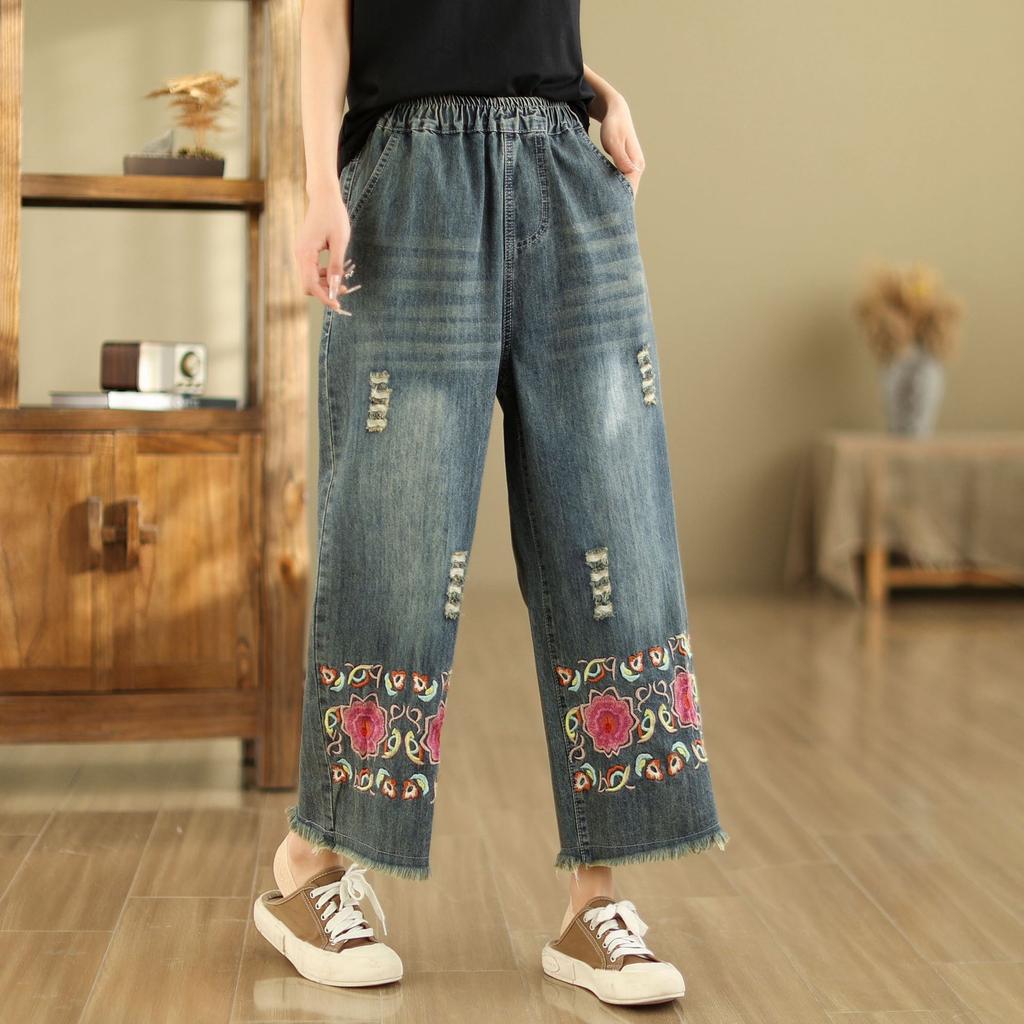 Spring and Summer Women's Jeans Women's High Waisted Jeans Loose Oversized Casual Pants