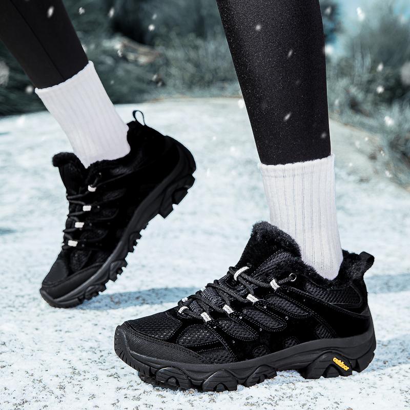 TUINANLE Women Cotton Shoes Winter Casual Plush Warm Snow Boots Female Outdoor Non-Slip Lace Up Walking Sneakers Men