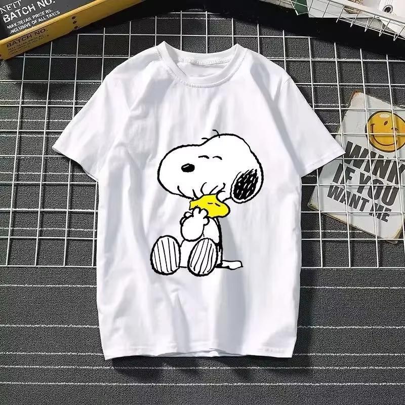 2025 New Summer Snoopy T Shirt Cartoon Short Sleeved Tees Tops Harajuku Tshirt Women Streetwear Pullover Clothes Men's Clothing