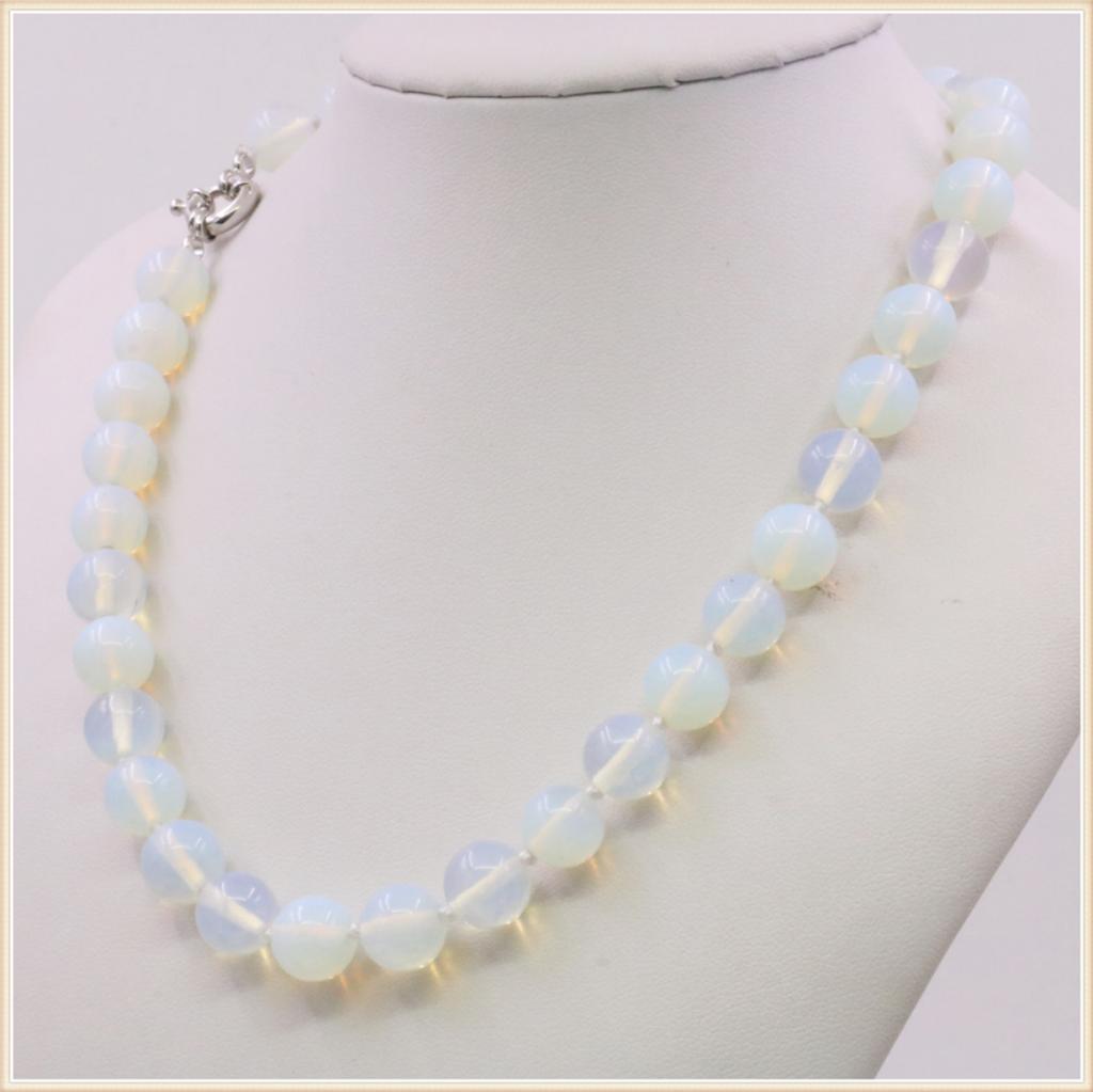 8 10mm okrągły biały naszyjnik z kamienia księżycowego gładki kamień naturalny zapięcie siatkowe akcesoria na szyję kobiety biżuteria dziewczęca Making Design