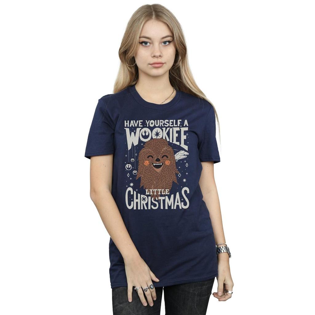 STAR WARS Womens/Ladies Wookiee Little Christmas Cotton Boyfriend T-Shirt