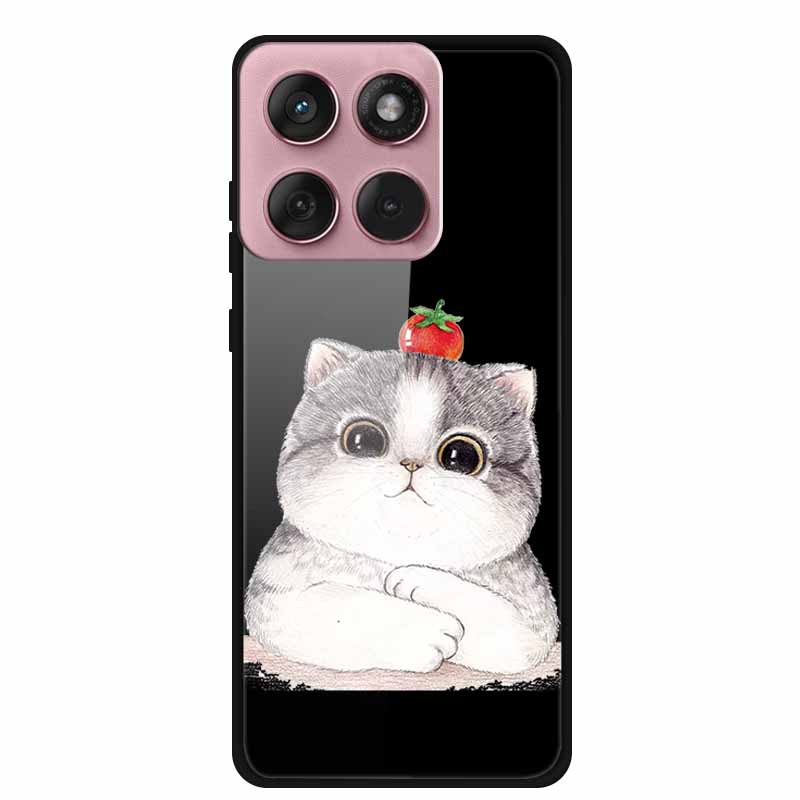 Für Motorola Edge 60 60s 5G Glas Hülle Cartoon Weicher Stoßfänger Hartes Gehärtetes Glas Rückseite Hülle Für Motorola Edge 60 Fusion Schale