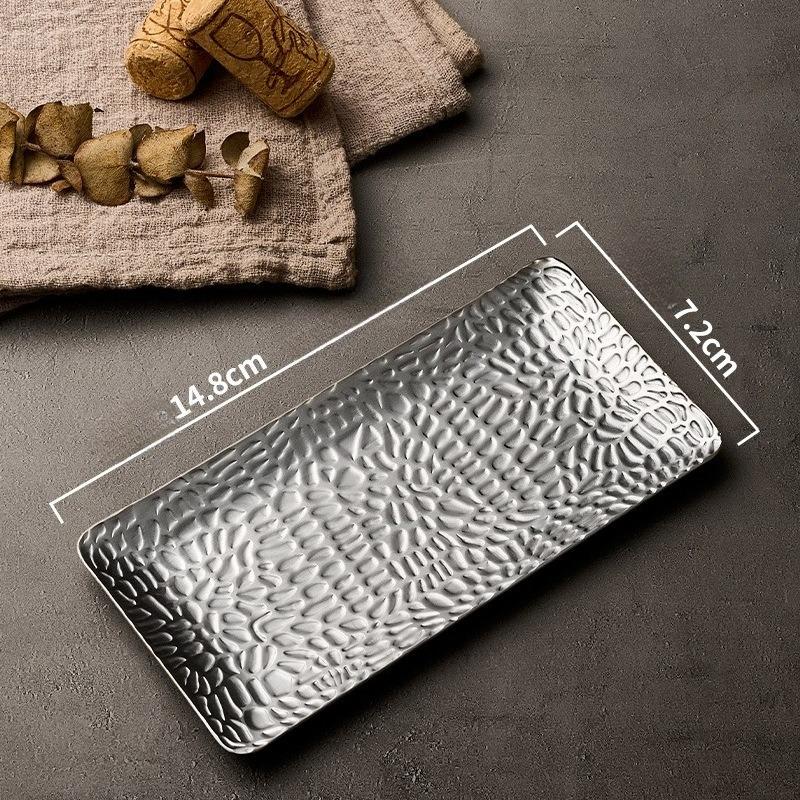 

1 шт. Прямоугольная тарелка для полотенец из нержавеющей стали для отеля, ресторана, обеденного стола, тарелка для выпечки, тарелка для закусок, фруктов, бытовые товары