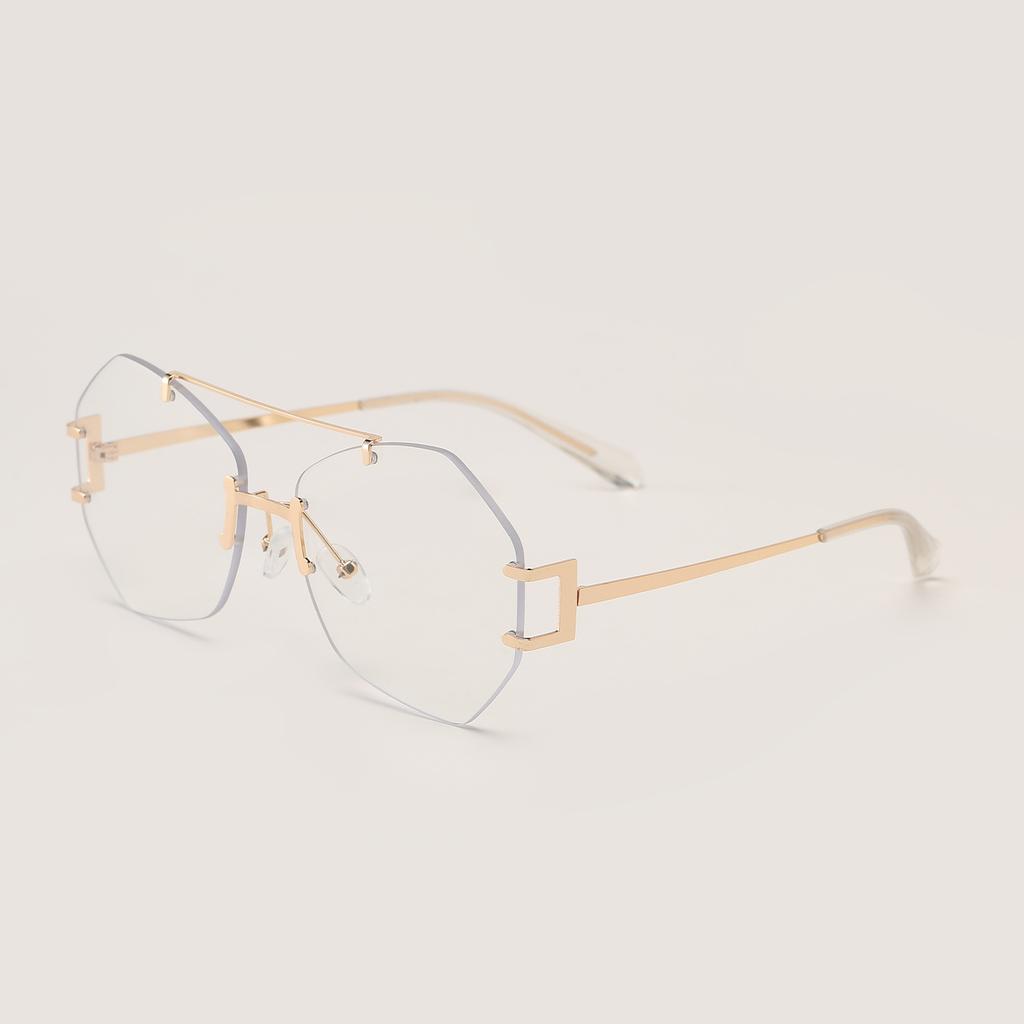 Brýle Ss0819 Nepravidelné Bezobroučkové Kovové Dvojitý Nosník Barevné Sluneční brýle Ženy, Sluneční brýle Muži