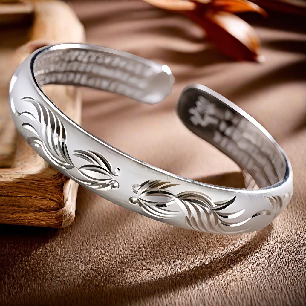 Pure Silver S999Bracelet Sterling Silver Bracelet Women's Open Bracelet The size can be adjusted freely A holiday gift for mom