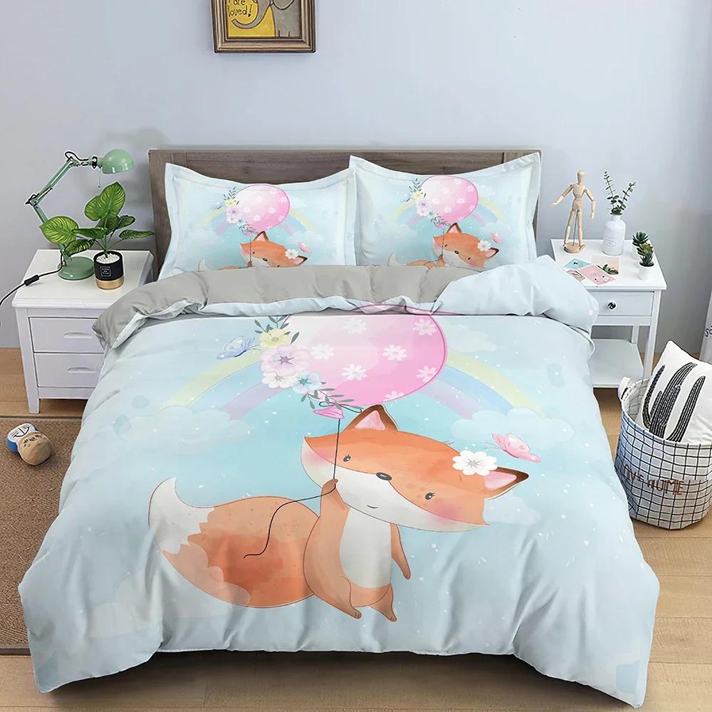Cartoon Animal Comfortable Duvet Quilt Cover Pillowcase Bedding Set Children Bedroom Decoration Home Textile