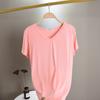 Damen V-Ausschnitt Kurzarm T-Shirt Lockerer Schnitt Pendler Freizeit Oberteil Einfarbige Modal Knitterfest Basis Layering T-Shirt Für Frühling Sommer Tägliche Kleidung