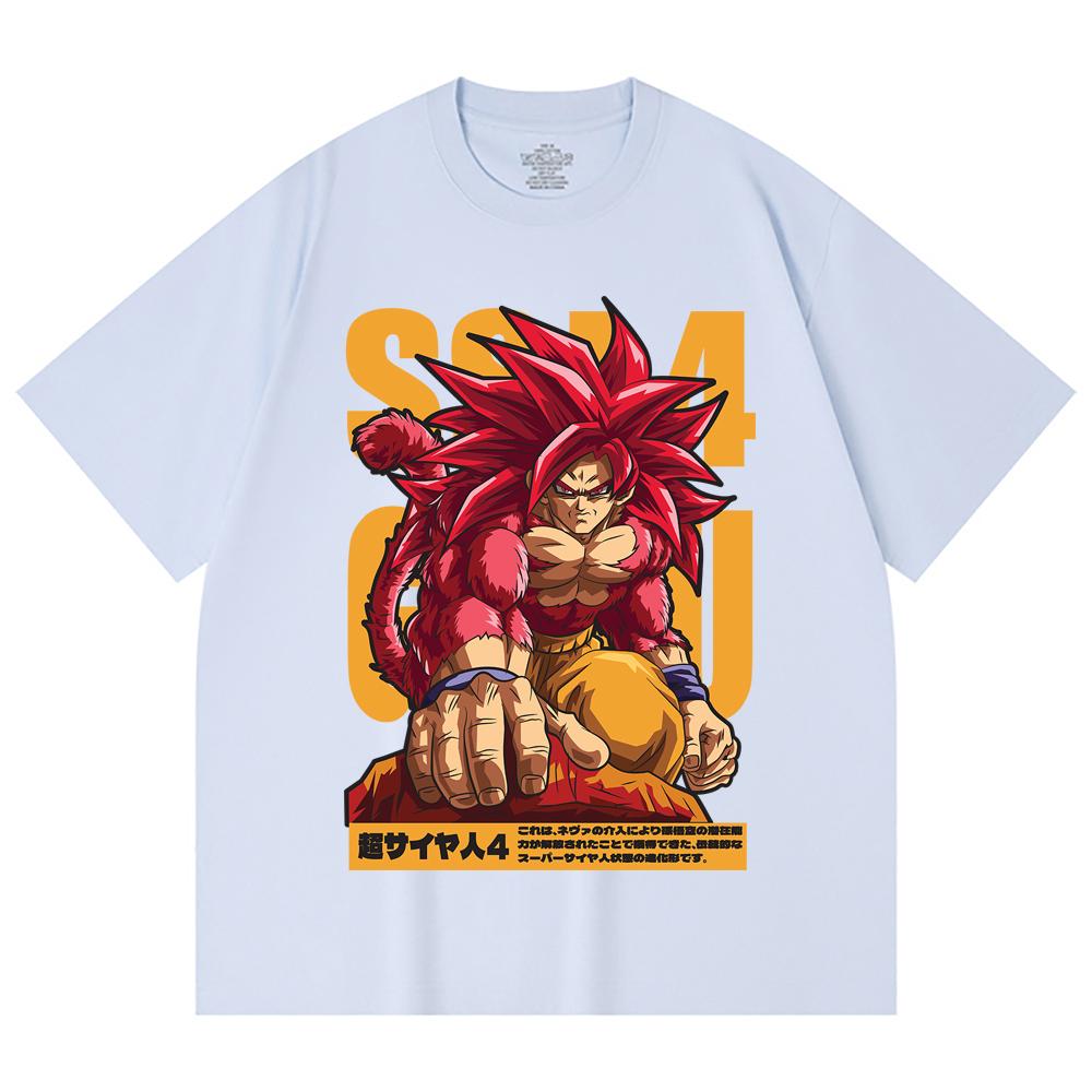 T-shirt unisex in cotone pesante 100% da 230 g/m² con stampa Dragon Ball V42 Goku SSJ4.