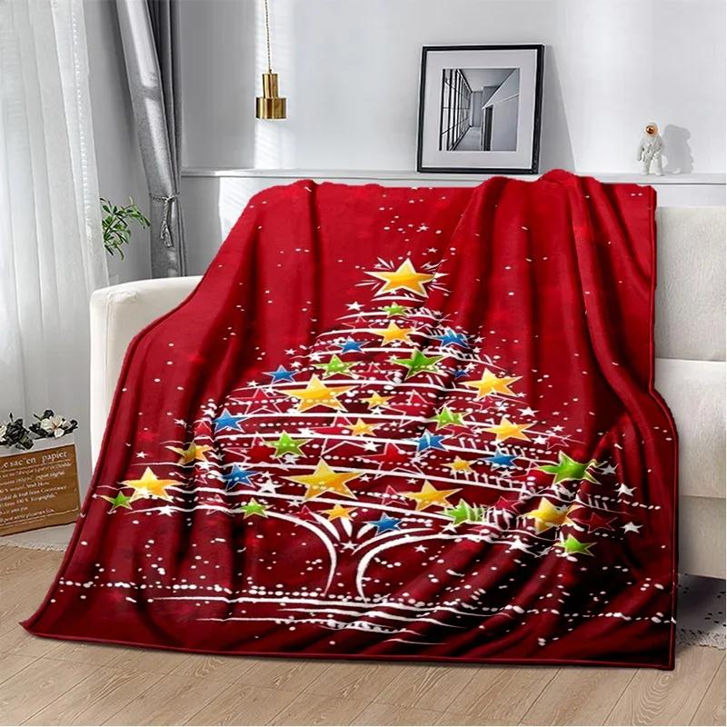 Merry Christmas Tree Santa Claus Kids Gift Cartoon Plush Blanket,Flannel Blanket Throw Blanket for Living Room Bedroom Bed Sofa