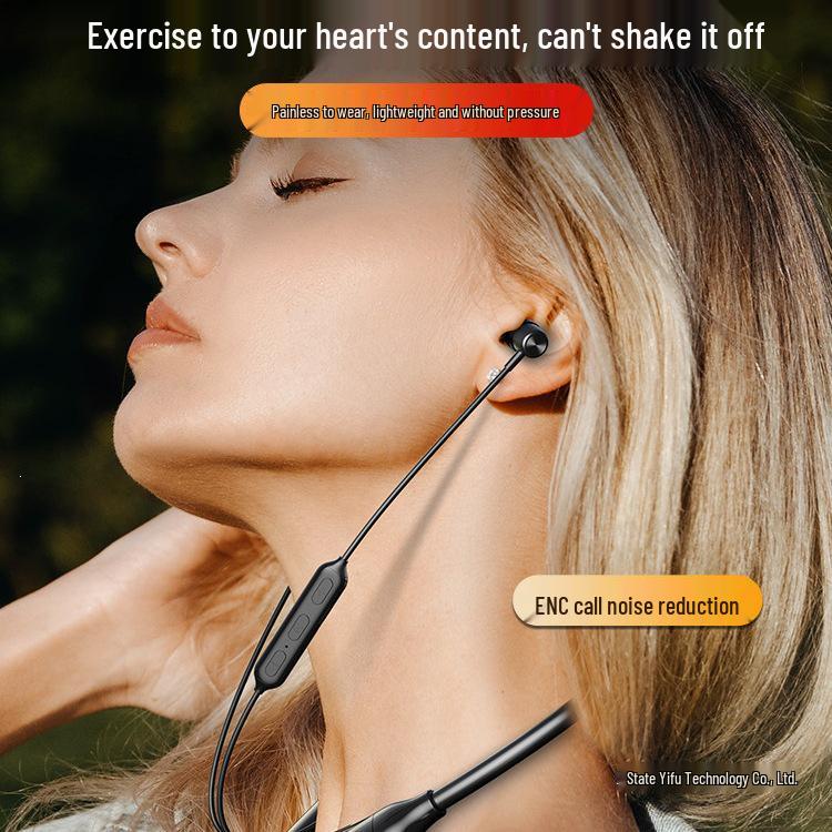 2026 Model Genuine Bluetooth Neckband Earphones: 200-Hour Battery, In-Ear Noise Cancellation, Perfect for Gaming and Sports.