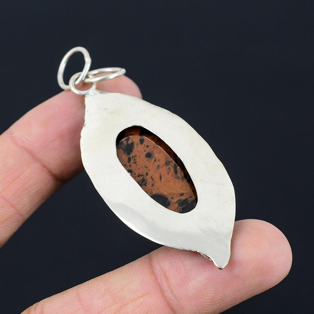 Mahogany Obsidian Stone 925 Sterling Silver Daughter Trendy New Pendant Jewelry