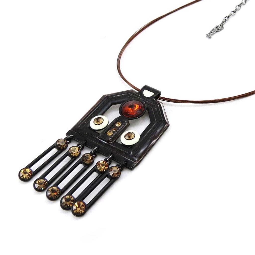 Les Trésors De Lily [J2807] - Designer Necklace 'Anamaya' Black Amber