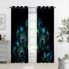 Chinese Style Retro Curtains Animal Peacock Pattern Living Room Bedroom Decorative Home Decoration Curtain Set Of 2 Made Polyester With Rod Pocket