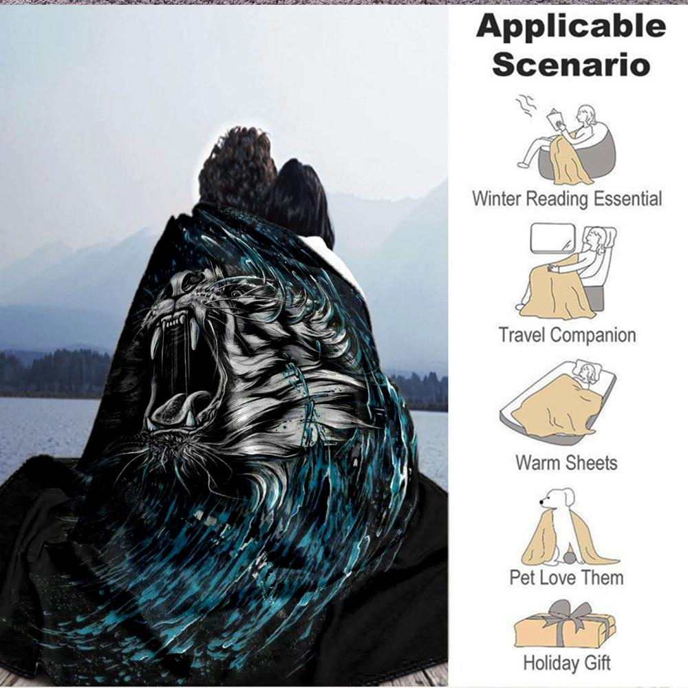 1PC Tiger Water Wave Design Print Blanket, Soft Throw Blanket - Warm & Cozy for Couch, Bed, Office, and Travel yy250912179